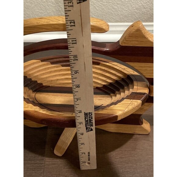 Cat Kitten Wood Collapsible Fruit Bread Basket Rustic‎ Farm Cottage - Picture 4 of 5